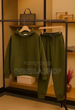 Comfy Plain Top and Down Hoodie and Jogger Set