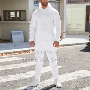 Comfy Plain Top and Down Hoodie and Jogger Set