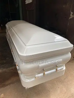 White Gloss Casket With Silver Handles