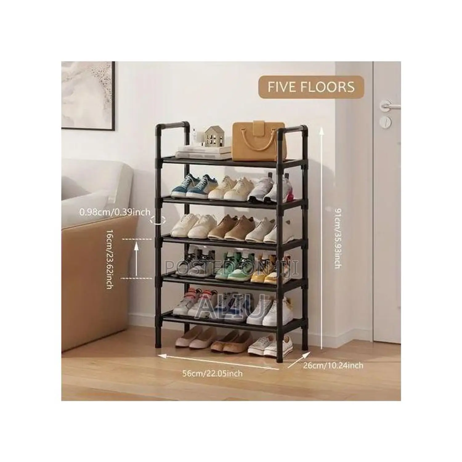 5-Layer Steel Shoe Rack – Large Storage Organizer