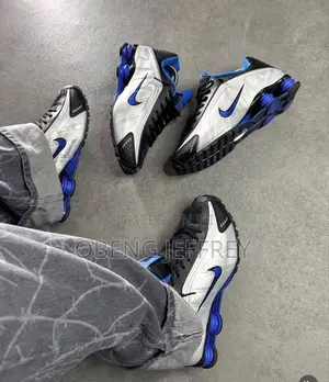 Original Nike Shox R4 Metallic Silver/Black/Blue