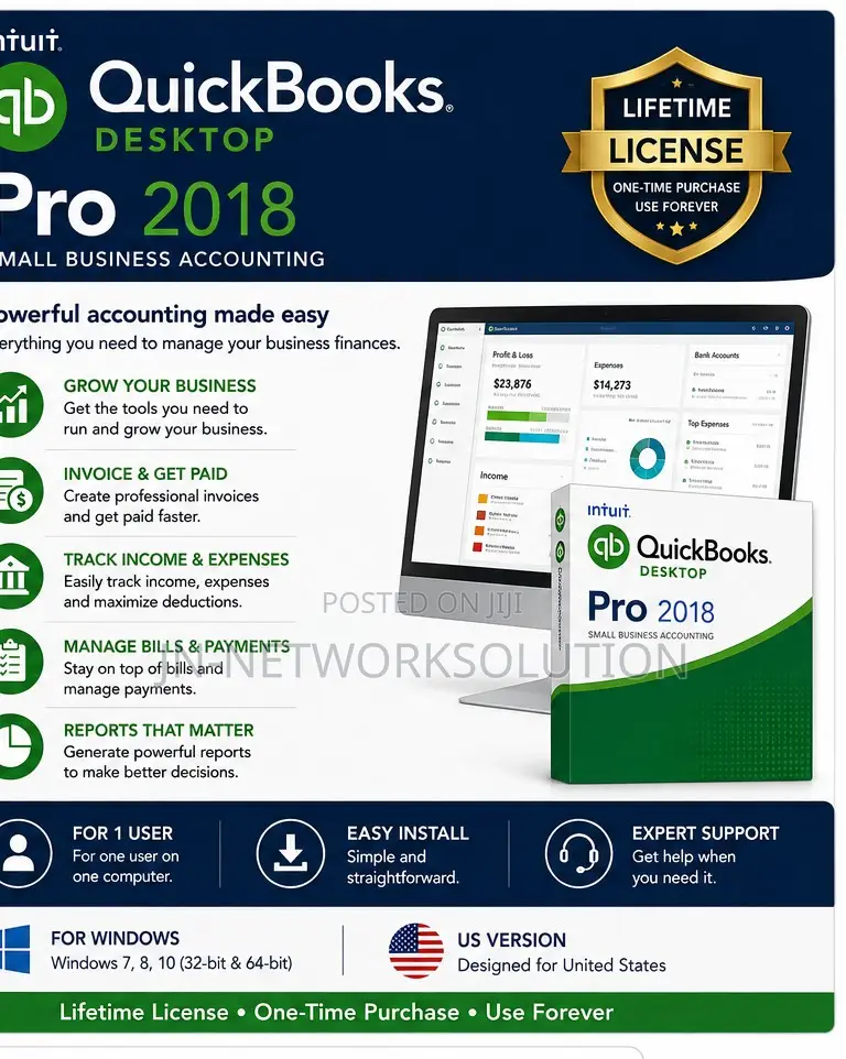 Intuit QuickBooks Desktop Pro 2018 Lifetime for Windows (US Version)