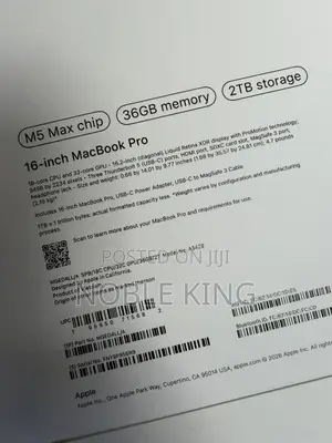 New Laptop Apple MacBook Pro 2026 M5 Max 36GB Apple M5 Max SSD 2T