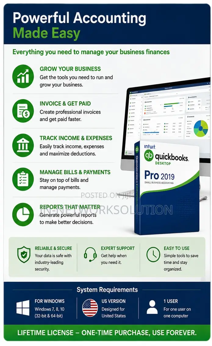 Intuit QuickBooks Desktop Pro 2019 Lifetime for Windows (US Version)