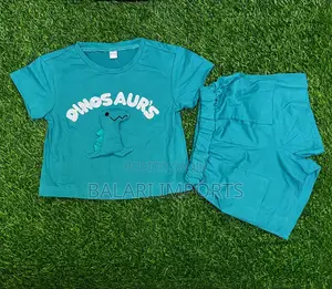 Cute Boys’ 2-Piece Dinosaur T-Shirt Shorts Set – Turquoise