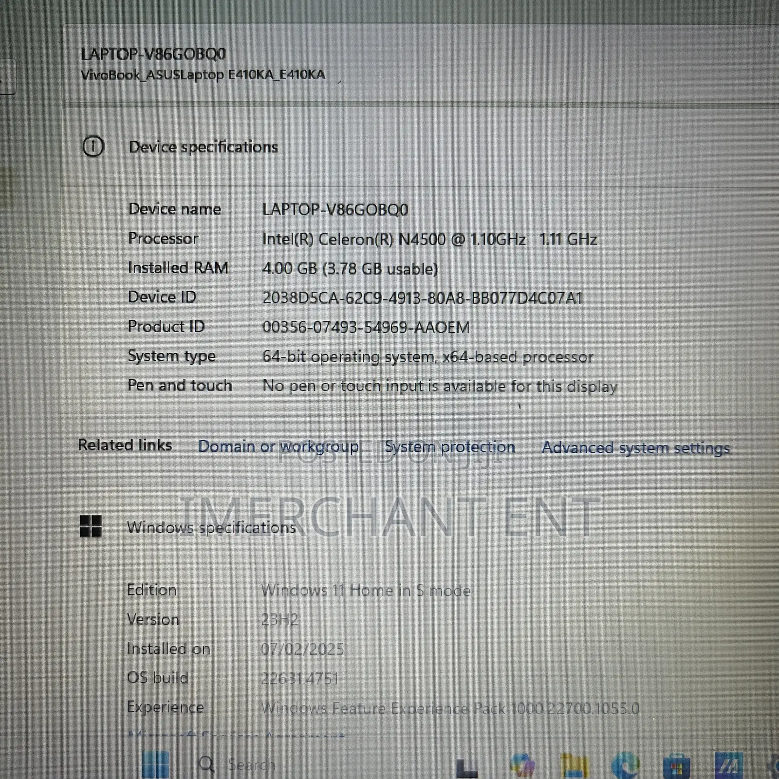 Laptop Asus Vivobook E410M 4GB Intel Celeron SSD 60GB
