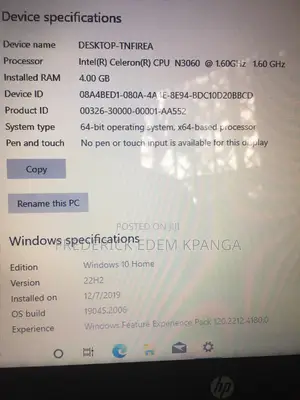 New Laptop HP 15 4GB Intel SSD 500GB