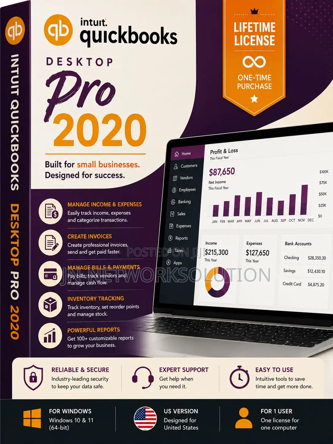 Intuit QuickBooks Desktop Pro 2020 Lifetime for Windows (US Version)