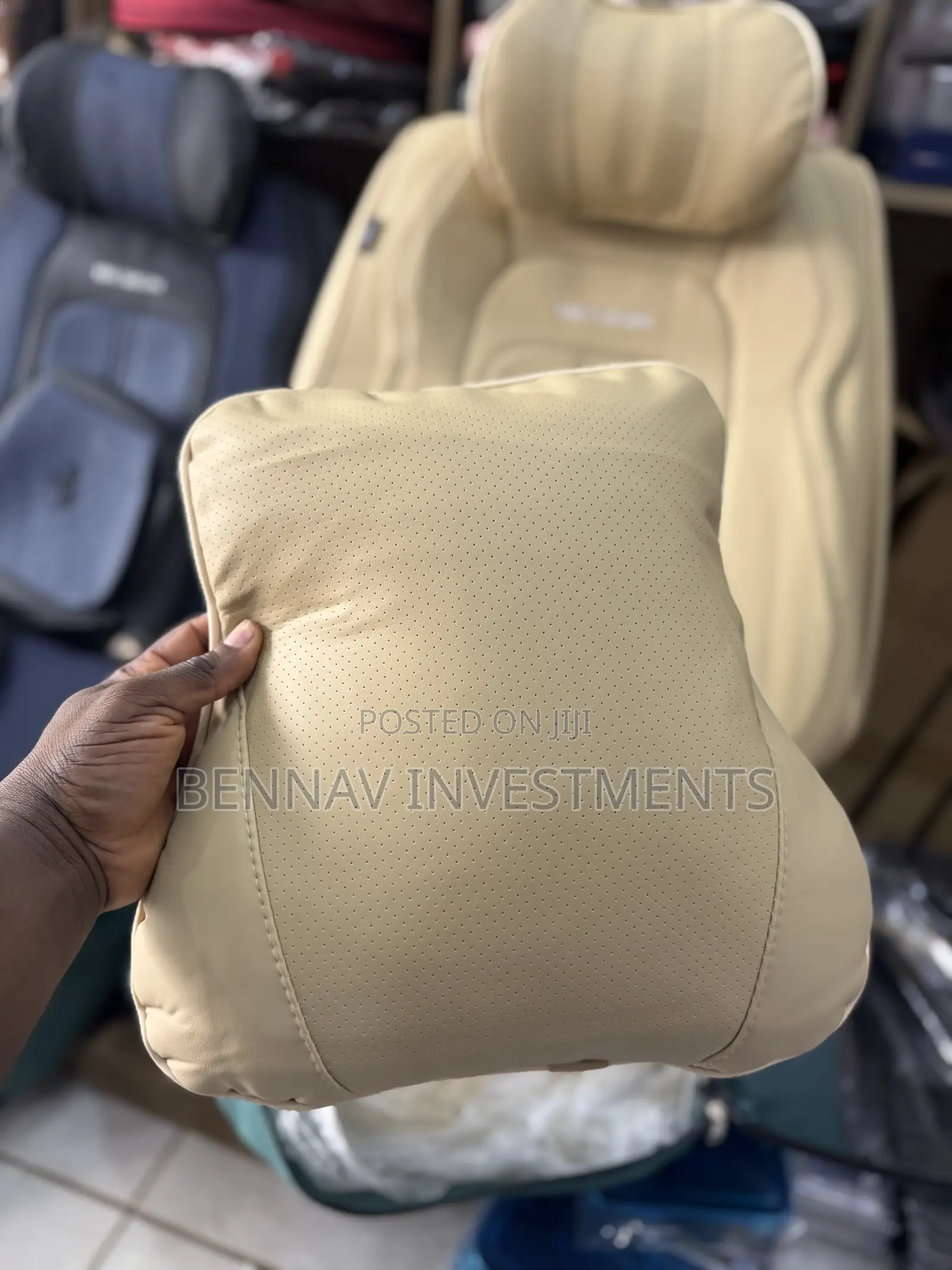 Premium Beige Nappa Leather Car Seat Cover