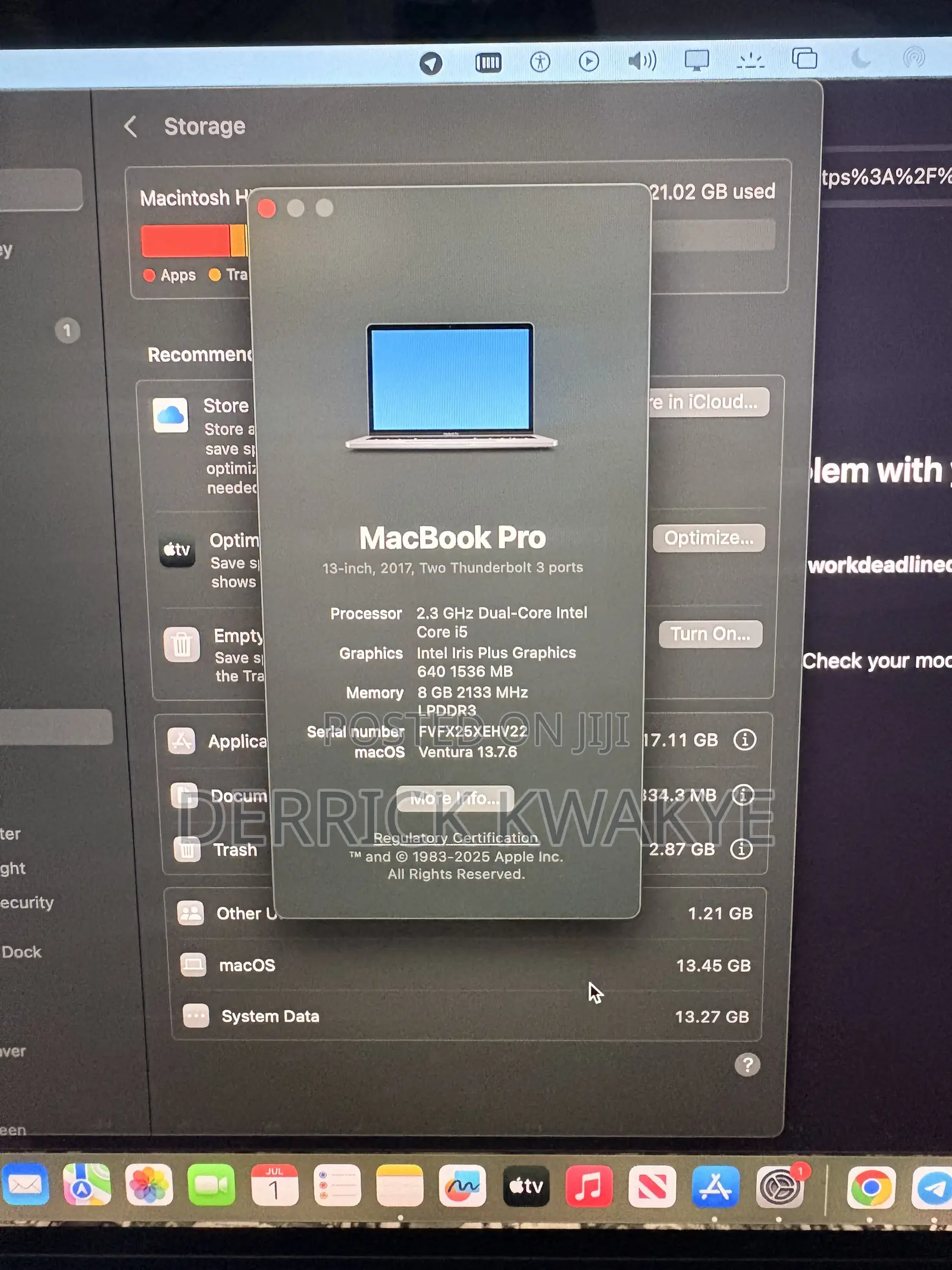 Laptop Apple MacBook Pro 2017 128GB Intel Core i5 SSD 128GB