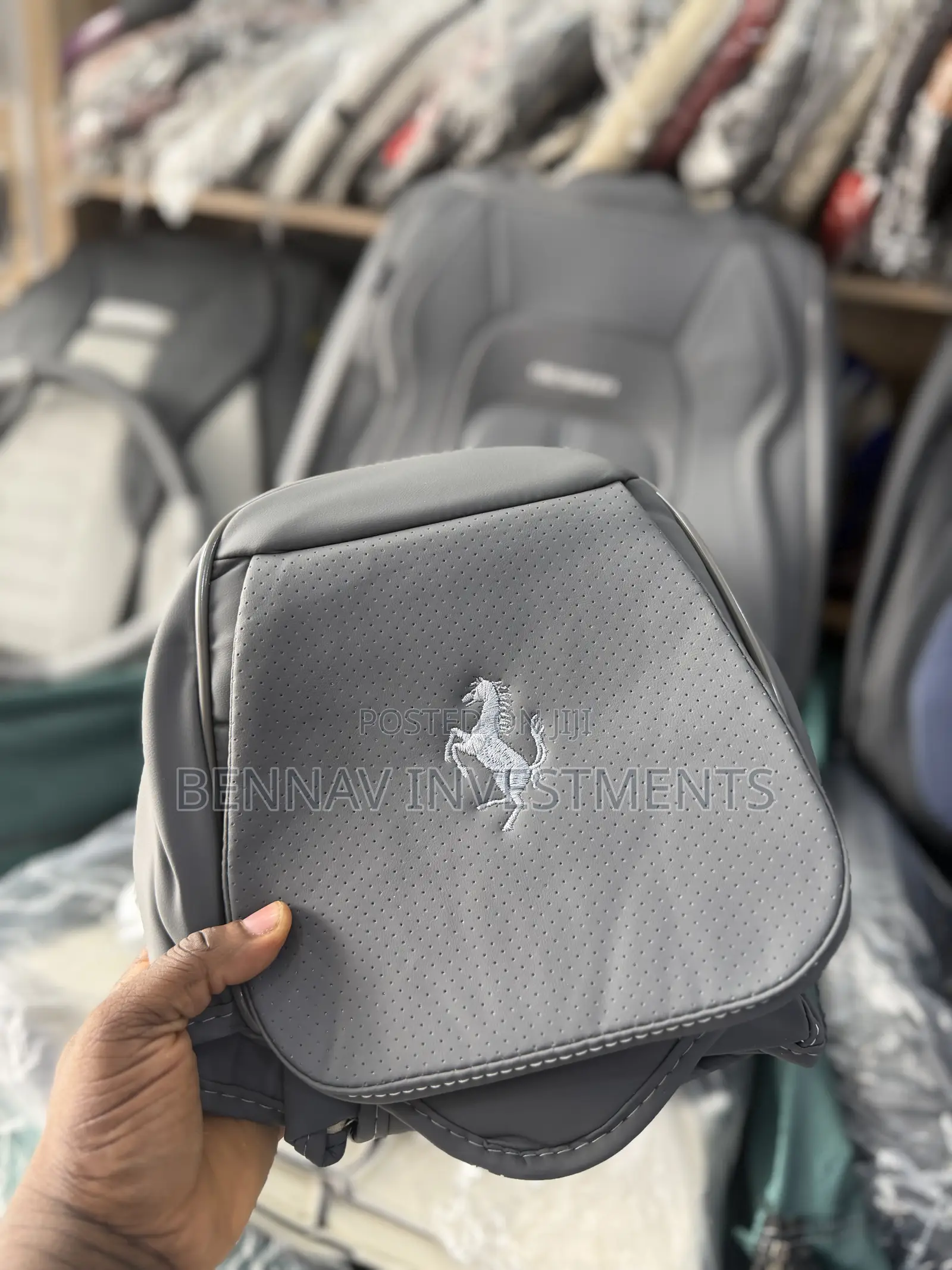 Premium Gray Nappa Leather Seat Cover