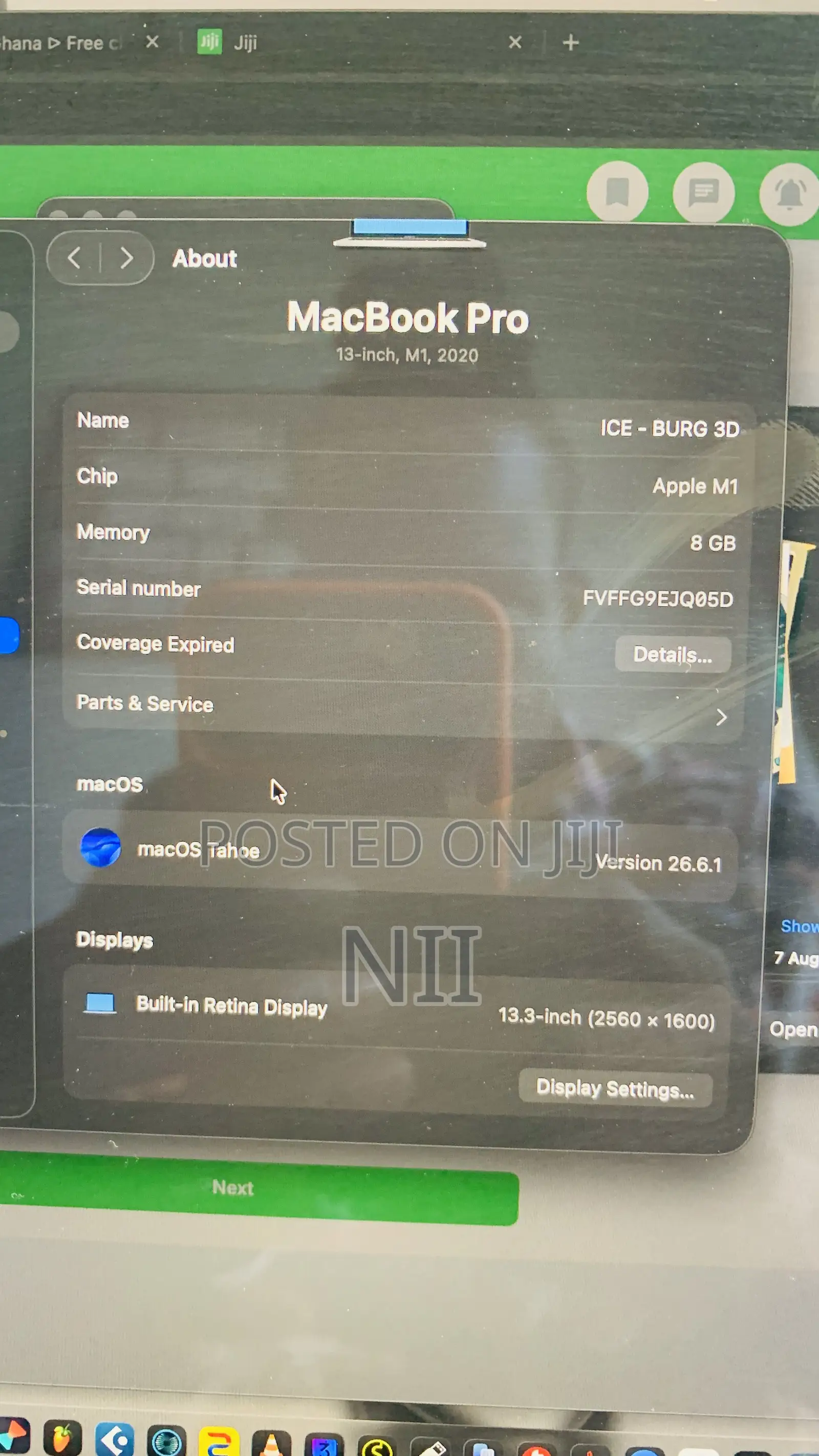Laptop Apple MacBook Pro 8GB Apple M1 SSD 256GB
