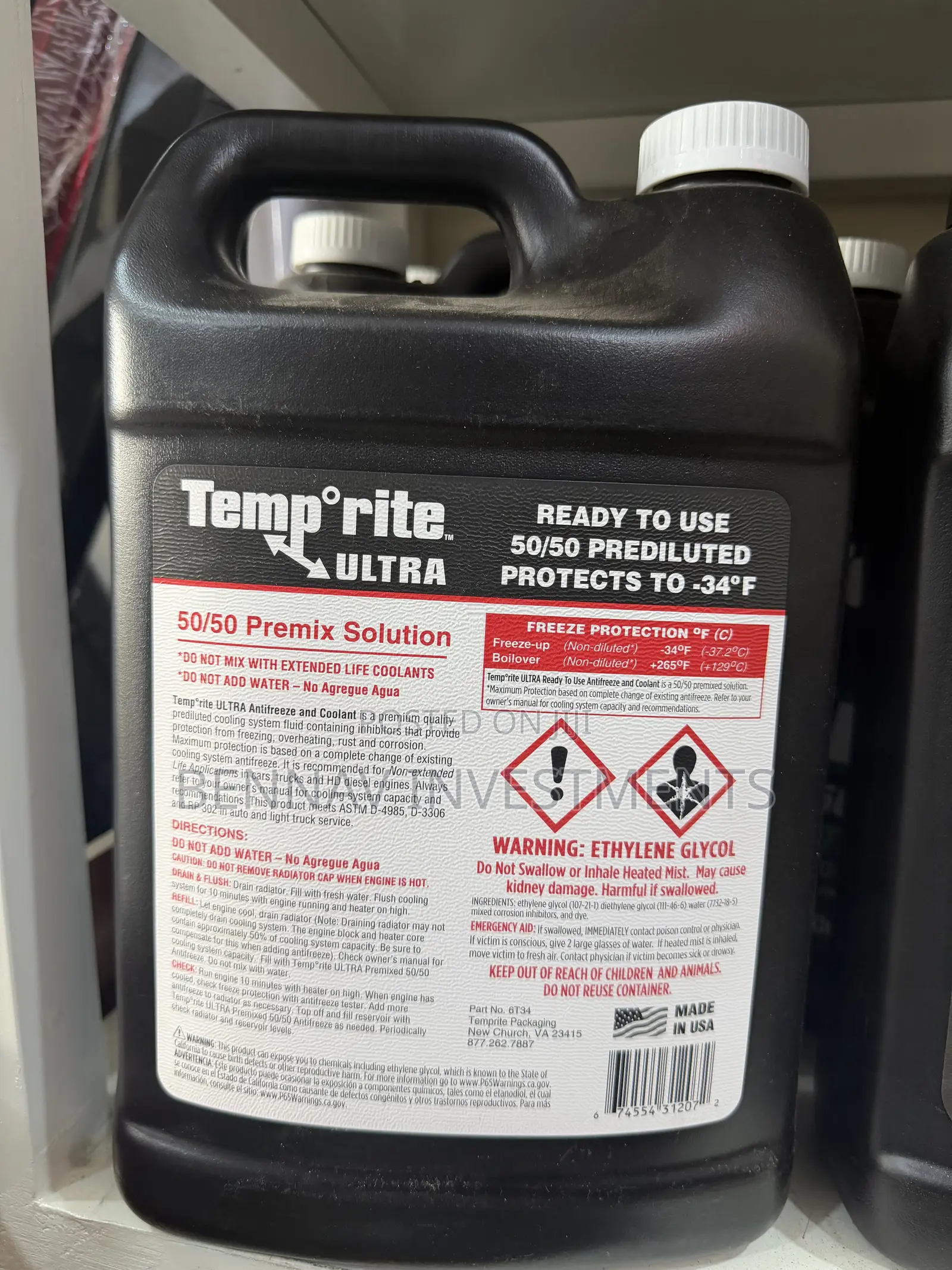 Temprite Ultra 50/50 Prediluted Antifreeze Coolant