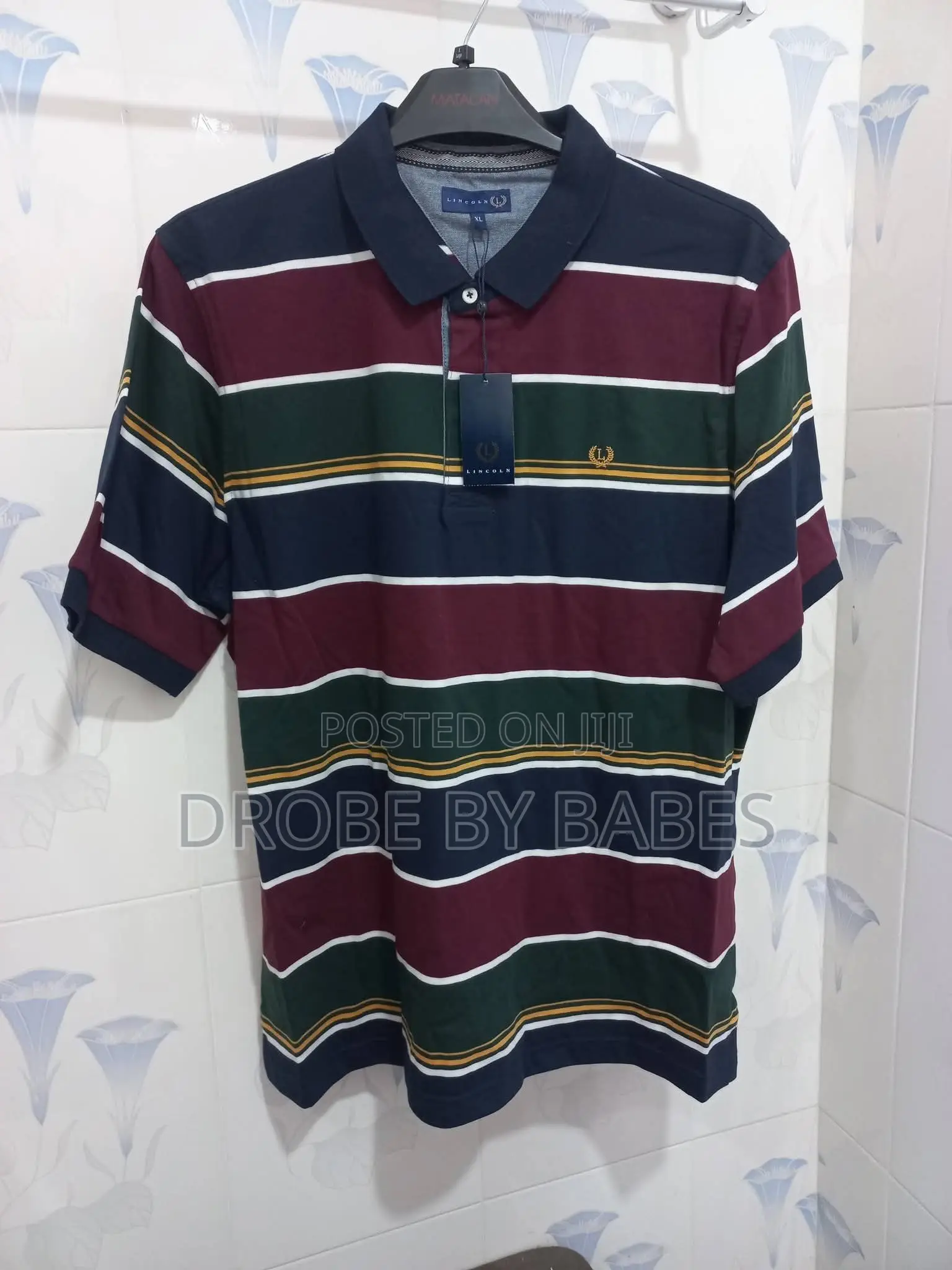 Matalan Lincoln Multicoloured Block Stripe Polo Shirt
