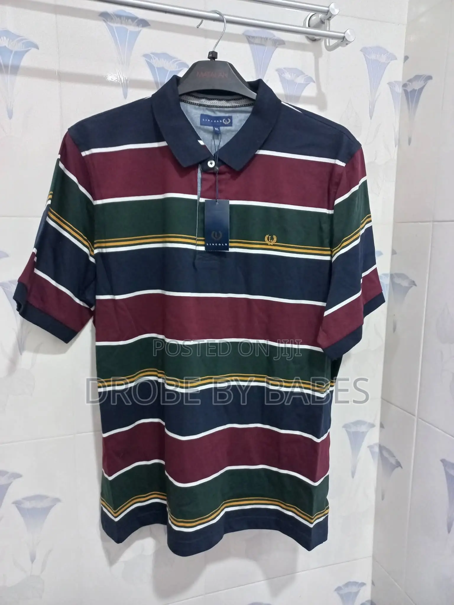 Matalan Lincoln Multicoloured Block Stripe Polo Shirt