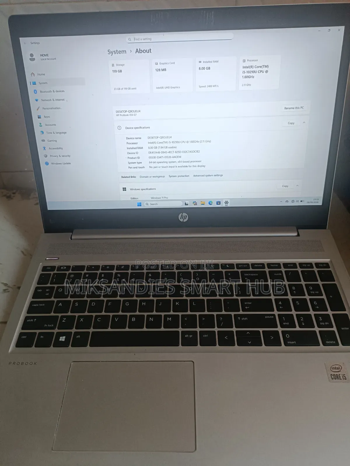 Laptop HP ProBook 450 G7 8GB Intel Core i5 SSD 256GB