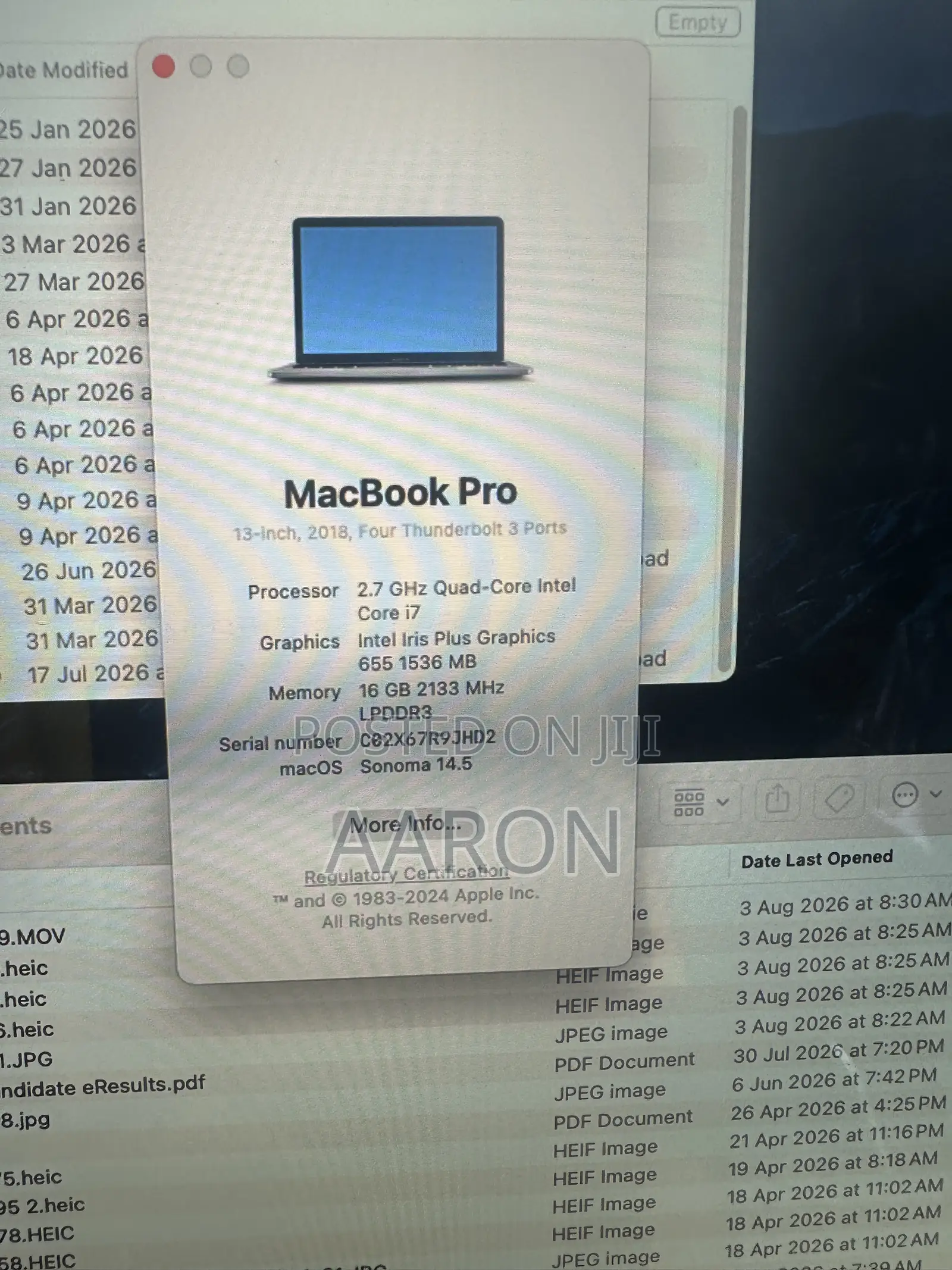 Laptop Apple MacBook 2018 12GB Intel Core i7 SSD 256GB