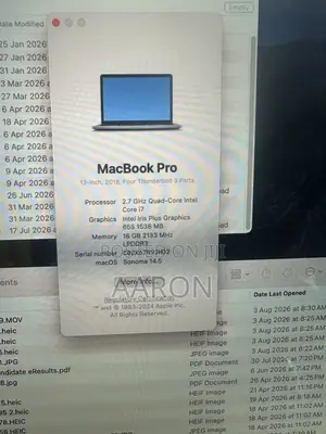 Laptop Apple MacBook 2018 12GB Intel Core i7 SSD 256GB