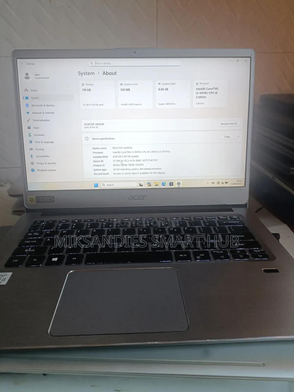 Laptop Acer Swift 8GB Intel Core i3 SSD 256GB