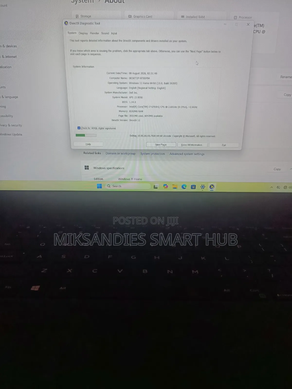 Laptop Dell XPS 15 (9550) 8GB Intel Core i7 SSD 256GB
