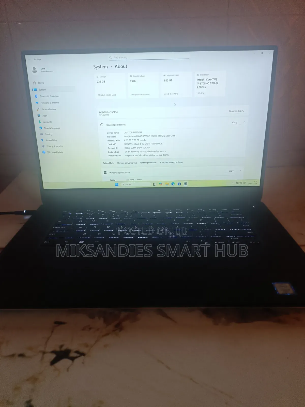 Laptop Dell XPS 15 (9550) 8GB Intel Core i7 SSD 256GB