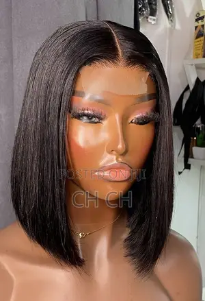 100% Black Human Hair Bob Wig With a 4by4 Closure