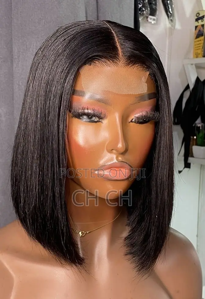 100% Black Human Hair Bob Wig With a 4by4 Closure