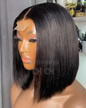 100% Black Human Hair Bob Wig With a 4by4 Closure
