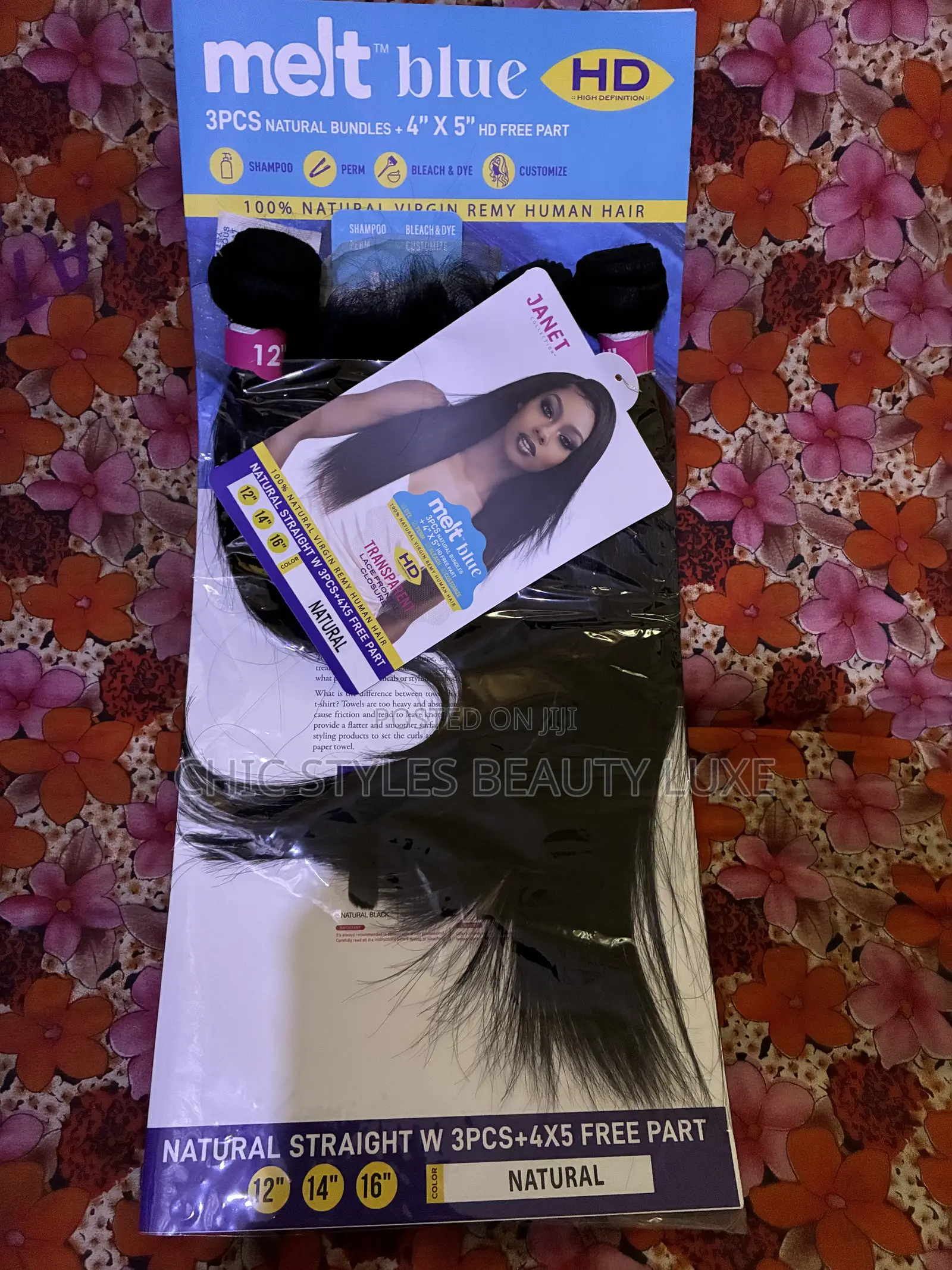 Virgin Remy Human Hair Melt Blue Natural Straight 3pcs