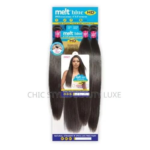 Virgin Remy Human Hair Melt Blue Natural Straight 3pcs