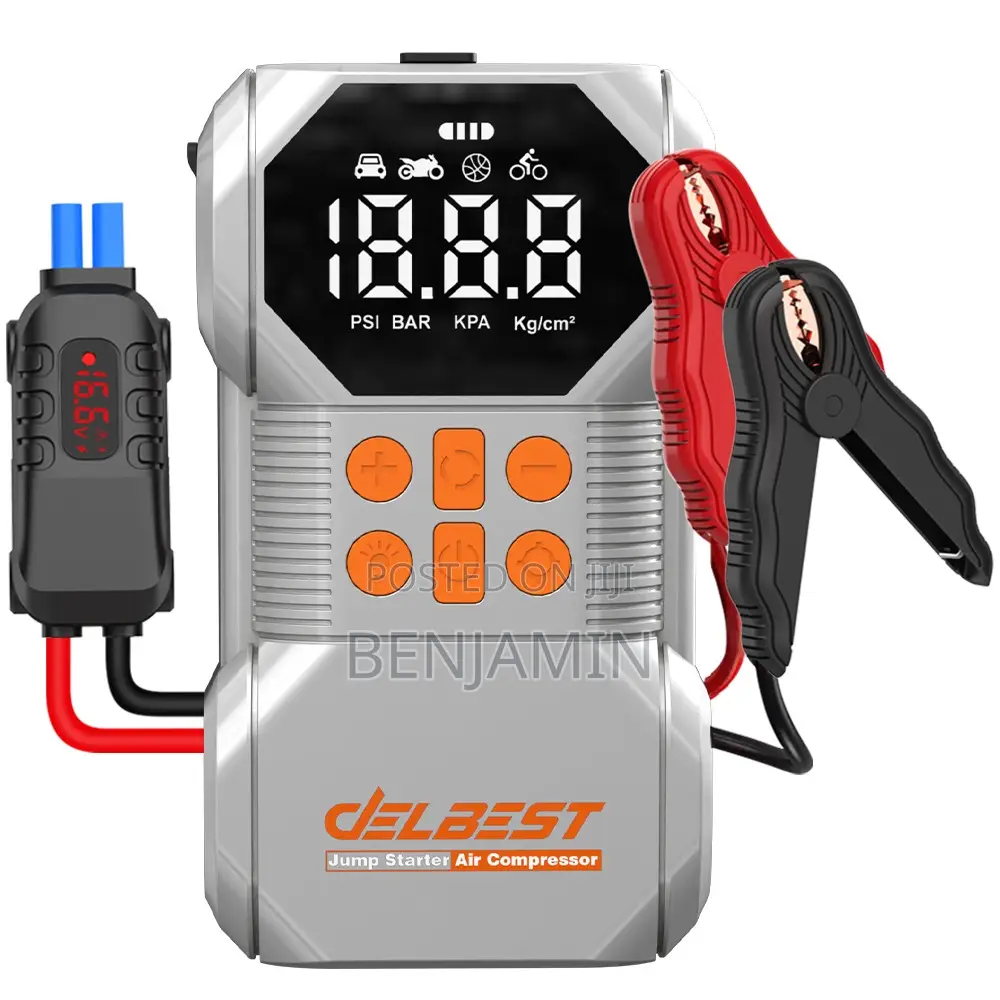 Delbest Q7 Jump Starter + Air Compressor, 18,000 Mah Battery,1400a P/C