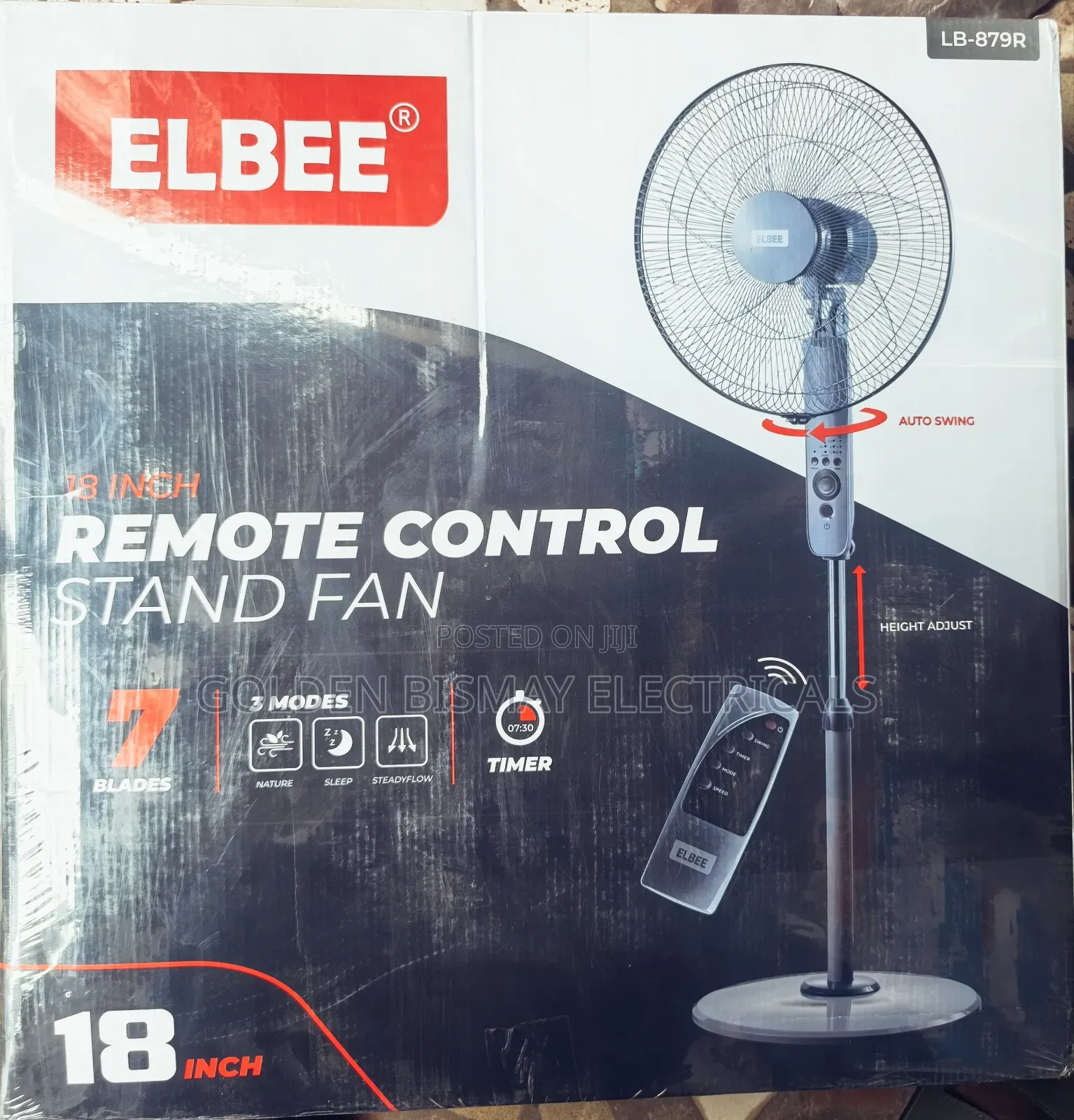 Elbee 18 Inche Remote Control Standing Fan With 7 Blades