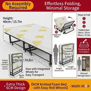 Extra Thick Designs Foldable Bed Plus Mattress