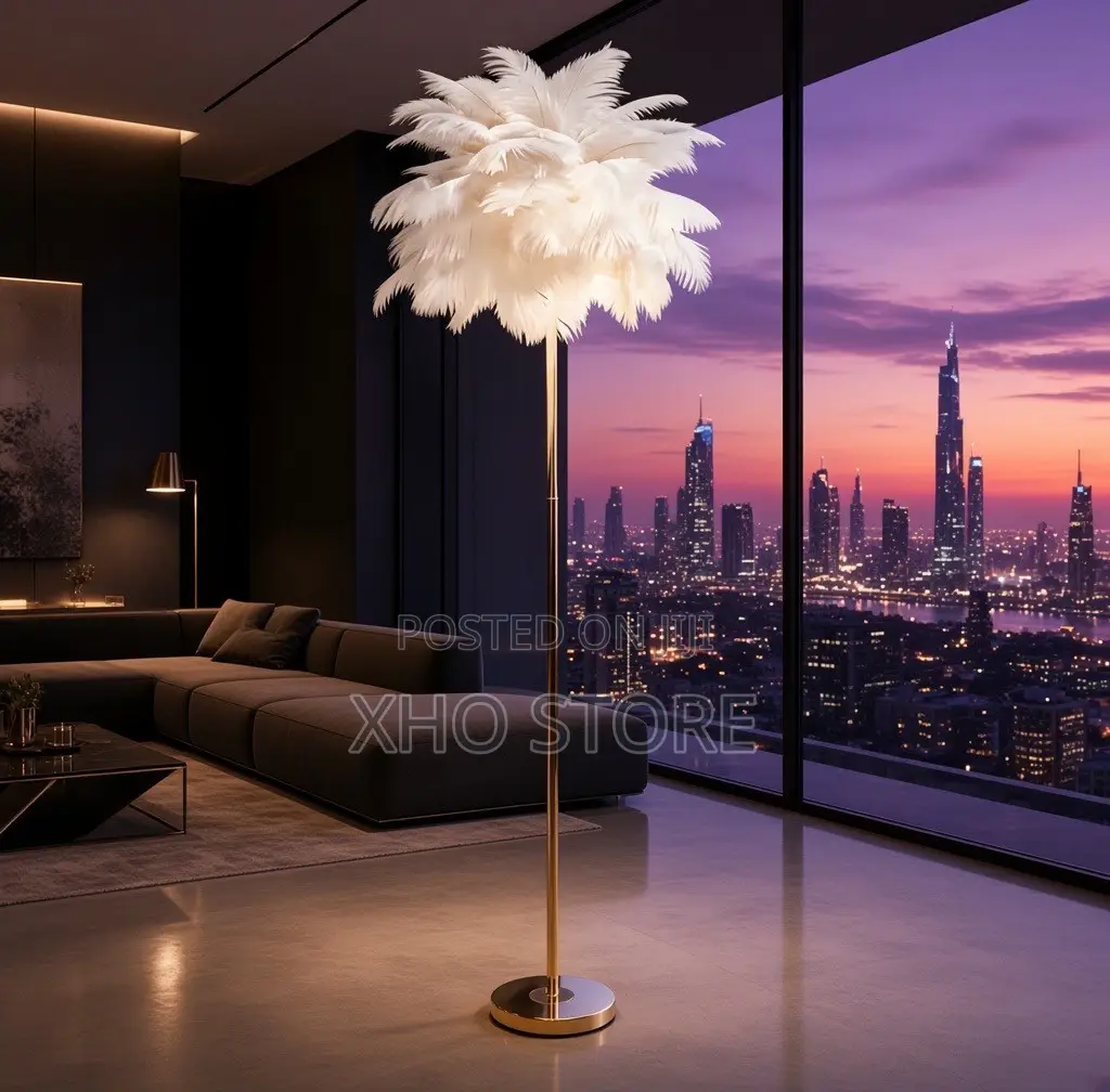 Modern Ostrich Feather Floor Lamp —Romantic Accent Light Wedding Etc