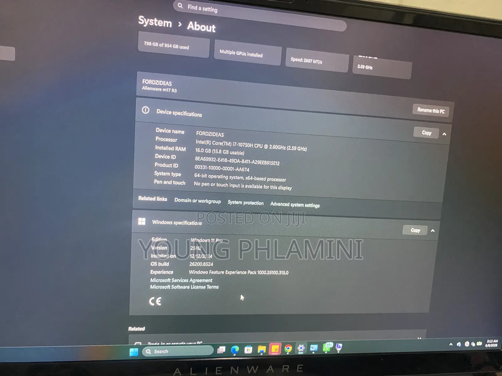 Laptop Alienware M17 R3 16GB Intel Core i7 SSD 1T