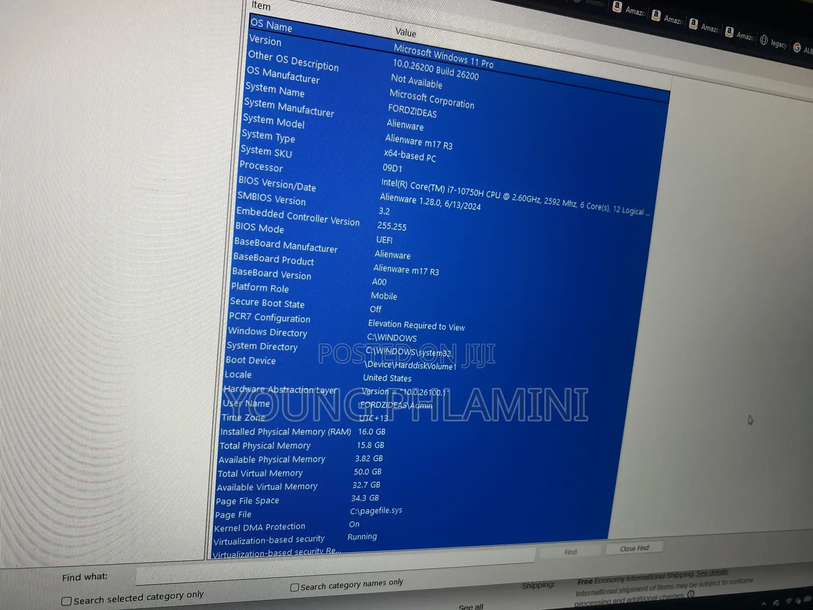 Laptop Alienware M17 R3 16GB Intel Core i7 SSD 1T