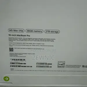 New Laptop Apple MacBook Pro 2026 M5 Max 36GB Apple M5 Max SSD 2T