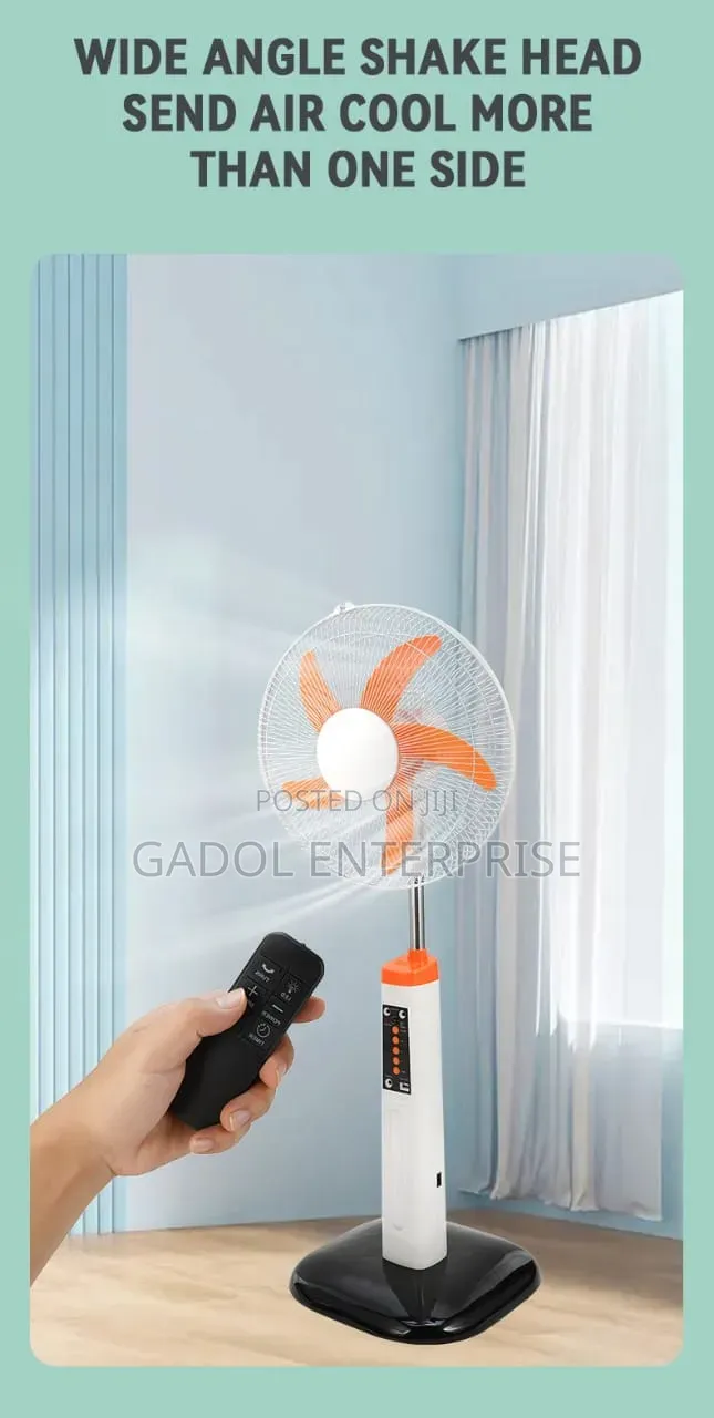 Rechargeable Fan 15 Hours LED Lights USB Port Remote Control