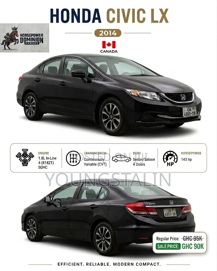 Honda Civic HF 4dr Sedan (1.8L 4cyl CVT) 2014 Black