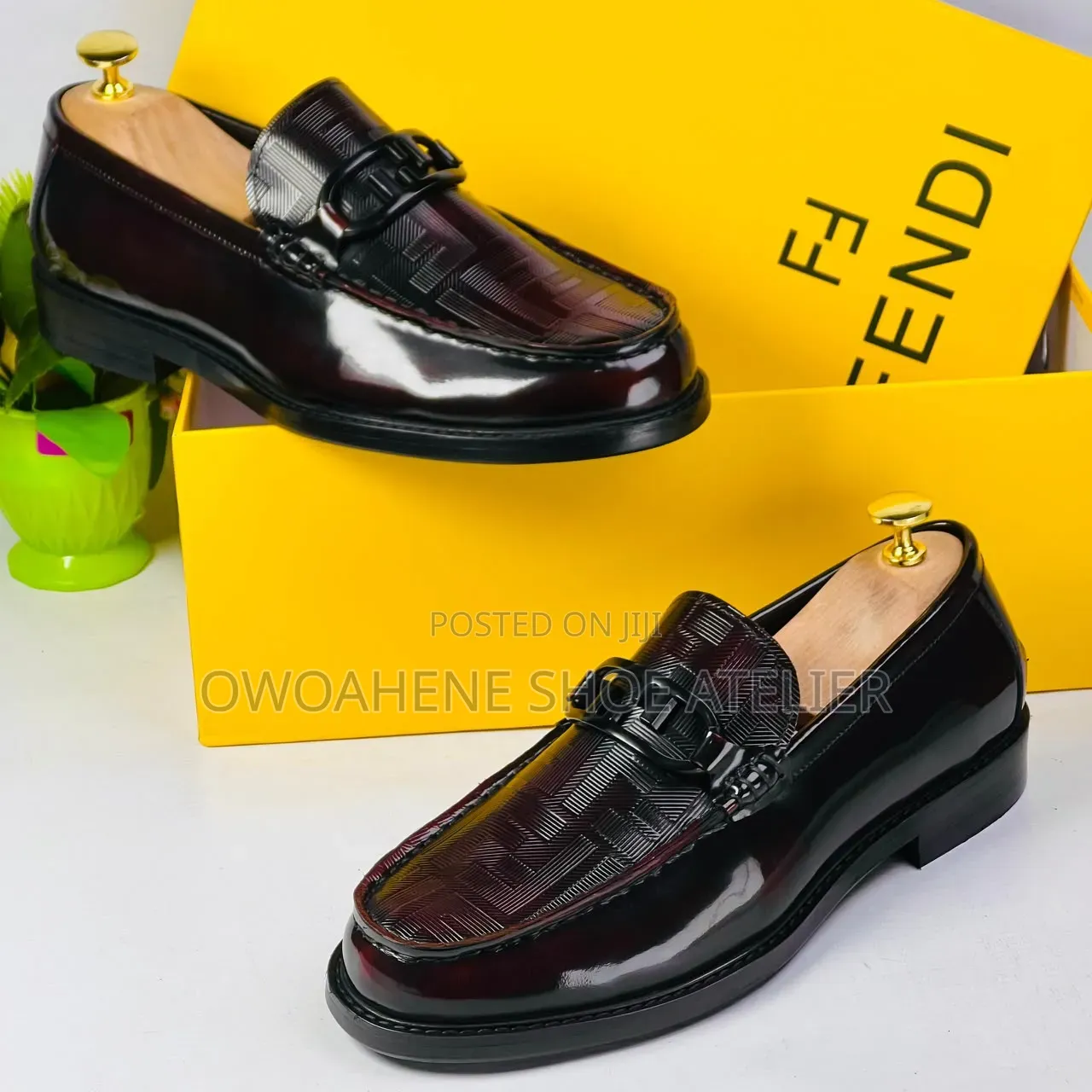 Fendi Men's Black Glossy Patent Leather Loafers