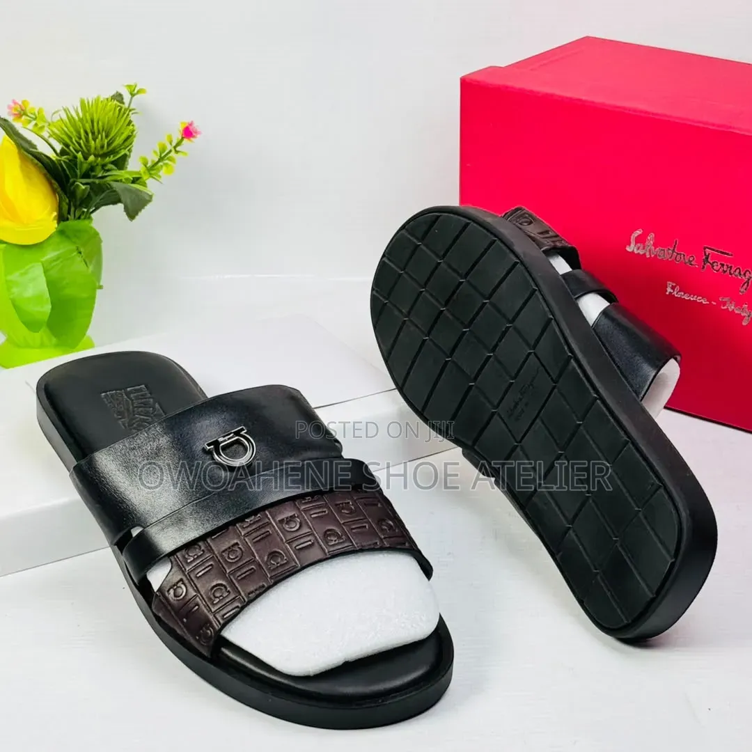 Ferragamo Men's Leather Slippers/Slides.