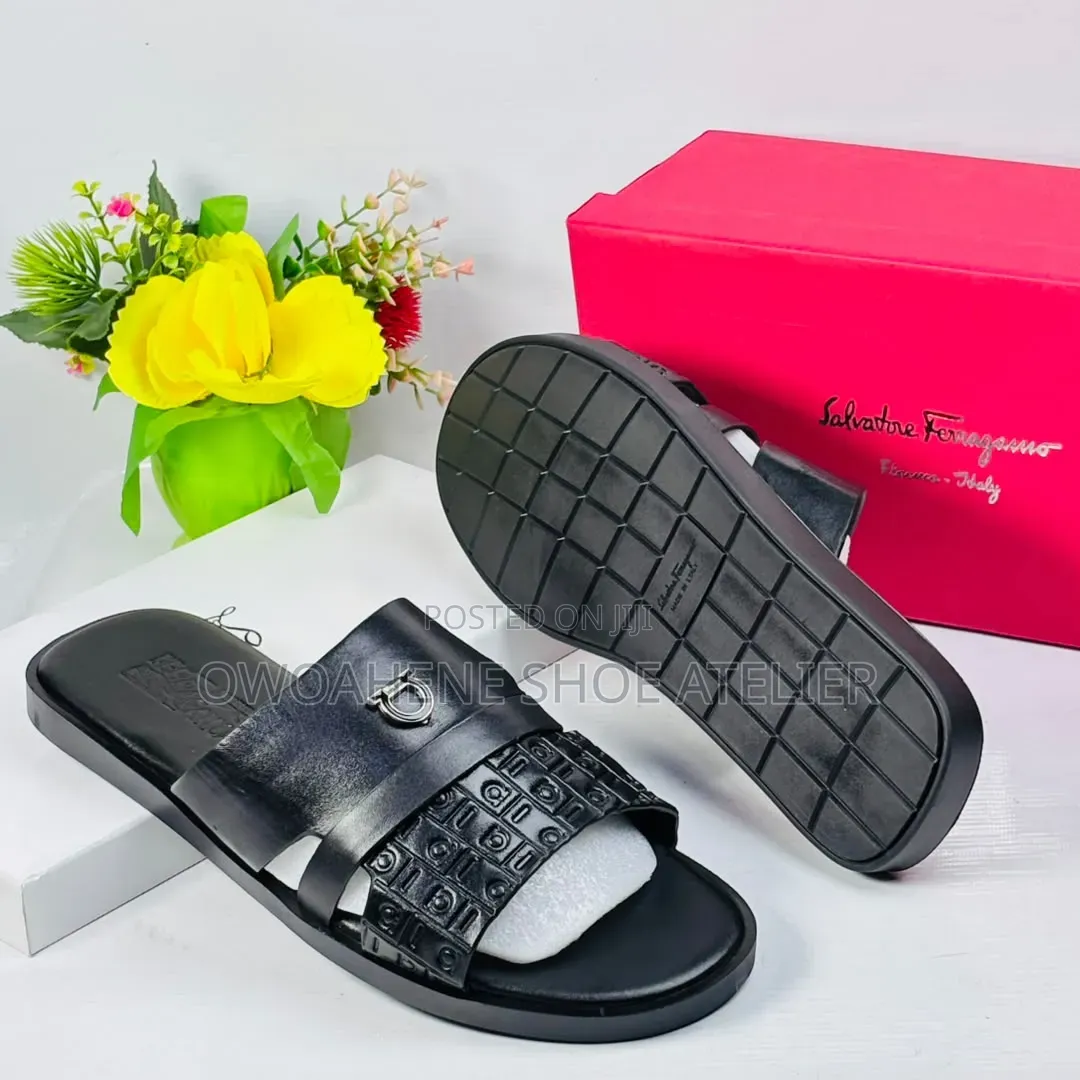 Ferragamo Men's Leather Slippers/Slides.
