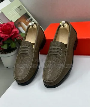 Men's Textured Pebbled Leather Loafers in Coffee Brown or Taupe Shade