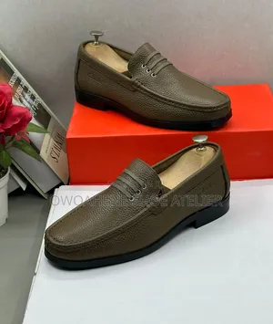 Men's Textured Pebbled Leather Loafers in Coffee Brown or Taupe Shade
