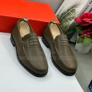 Men's Textured Pebbled Leather Loafers in Coffee Brown or Taupe Shade