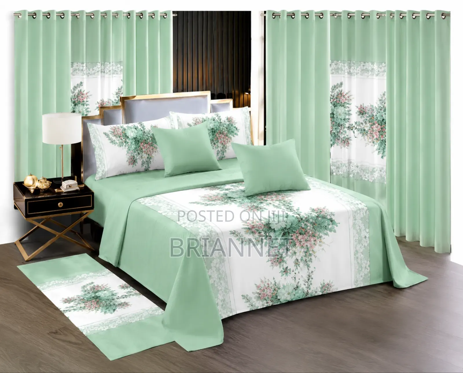 13-in-1 Floral Bedding Lightweight Flat Sheets Curtains Pillow Carpet