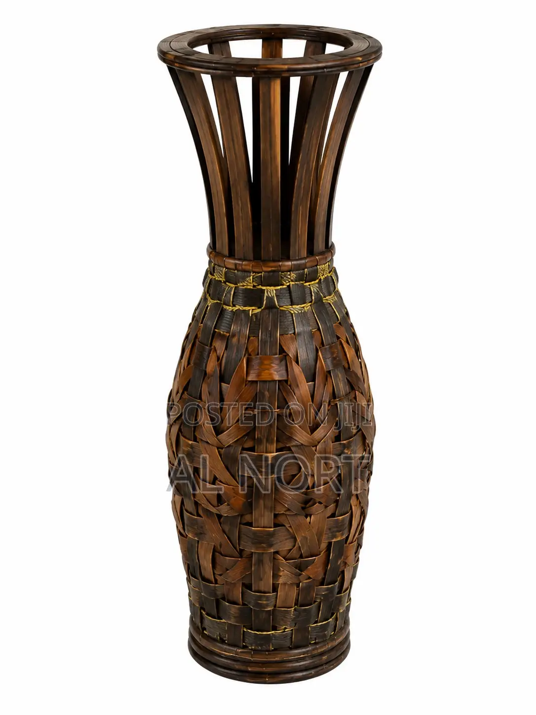 Hand-Woven Wooden Floor Vase – Brown