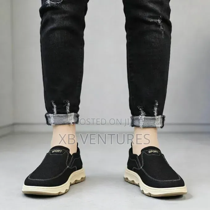 Easy Wear Loafers Men's Canvas Shoes - Black