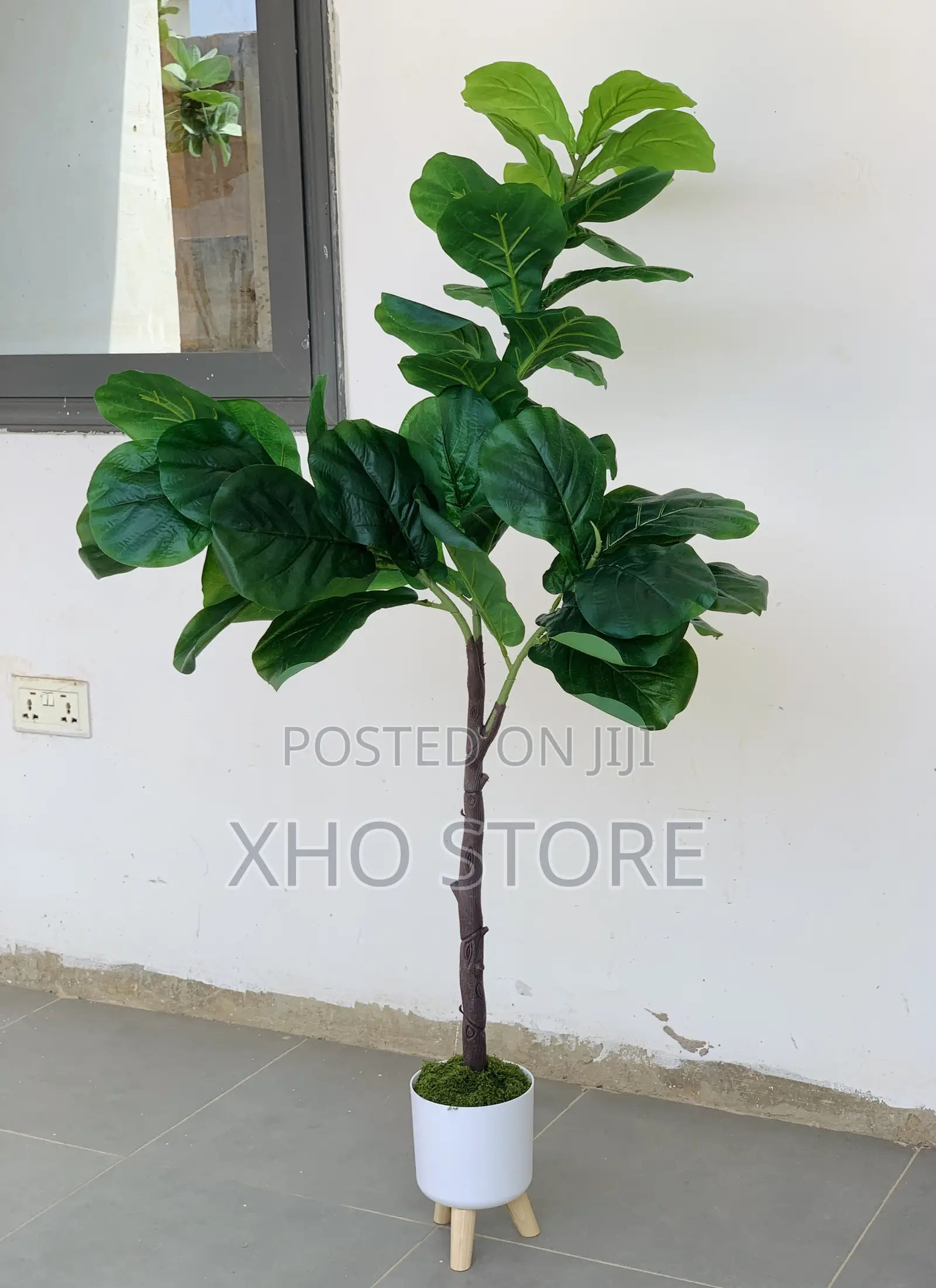 Modern Indoor Artificial Potted Plants Wooden Stands Flower Pot Vase