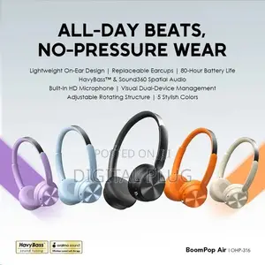 Oraimo BoomPop Air Lightweight on-Ear Wireless Headphones